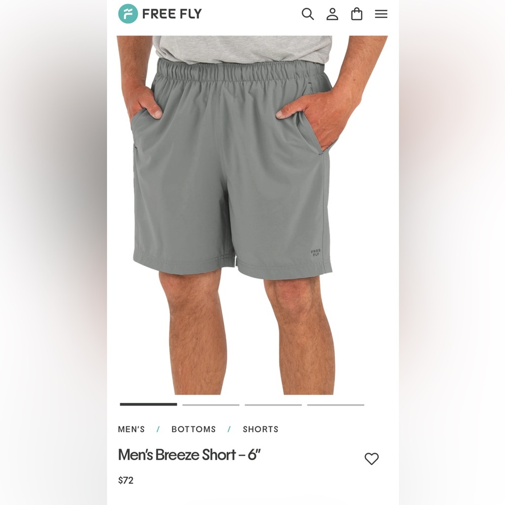 Men's Free Fly Breeze Short Gray Size Large